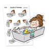 Take a bath planner stickers, Vaalea - S0359-360,Girl in Bathtub planner stickers