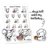 Piiku planner stickers - ... days left until my birthday, S0047, birthday stickers, kawaii stickers, planner stickers
