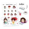 Tumma planner stickers - Coffee time, S0003, coffee stickers, cute girl stickers