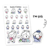 Piiku planner stickers - I'm sick, S0025, doctor stickers, kawaii stickers
