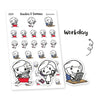 Piiku planner stickers - Workday, S0039, working day stickers, kawaii stickers