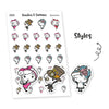 Piiku planner stickers - Styles, S0050, steampunk stickers, pin up stickers, shabby chic