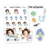Tumma planner stickers - I'm at home, S0007, coffee stickers, cute girl stickers