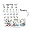 Piiku planner stickers - Cleaning, S0018, housework stickers, kawaii sticker