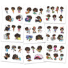PART 1. Sticker book with Large Stickers - Nia / Brown skin, 47 sheets, 250 stickers, SB007. Large planner Black girl stickers