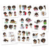 PART 1. Sticker book with Large Stickers - Nia / Brown skin, 47 sheets, 250 stickers, SB007. Large planner Black girl stickers