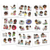 PART 1. Sticker book with Large Stickers - Nia / Brown skin, 47 sheets, 250 stickers, SB007. Large planner Black girl stickers
