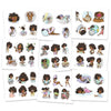 PART 1. Sticker book with Large Stickers - Nia / Brown skin, 47 sheets, 250 stickers, SB007. Large planner Black girl stickers