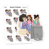 Planner Stickers Movie Night Party with Girlfriends | Nia - S1368/S1376