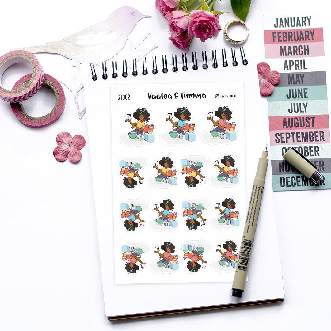 Cooking Confused Recipe Moments & Meal Time Black Girl Stickers ...