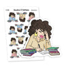 Productivity Planner Stickers: Girl Deep in Work/Study, Nia - S1384/S1392, Busy Life Stickers