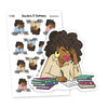 Productivity Planner Stickers: Girl Deep in Work/Study, Nia - S1384/S1392, Busy Life Stickers