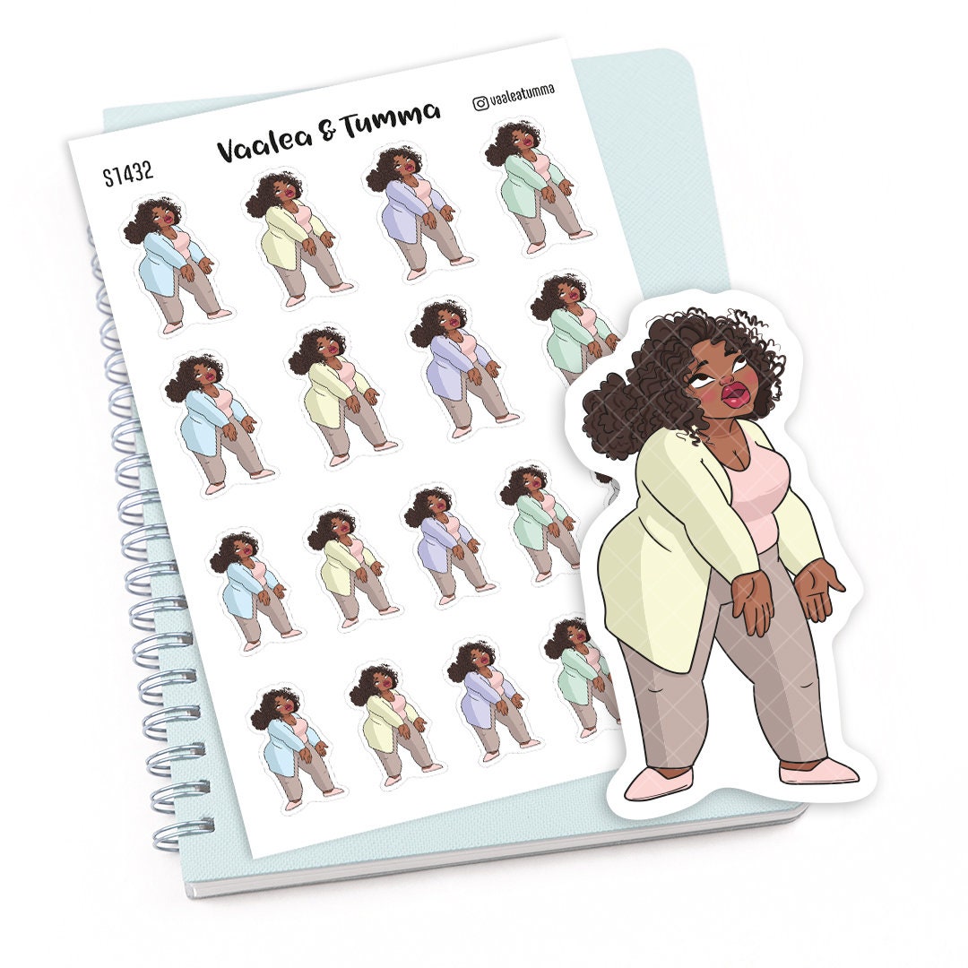 Waiting in Line Planner Stickers for Plus-Size Black Women – Vaalea&Tumma
